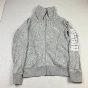 Puma Womens Gray Sporty Funnel Neck Full Zip Sweatshirt Jacket Long Sleeve Small